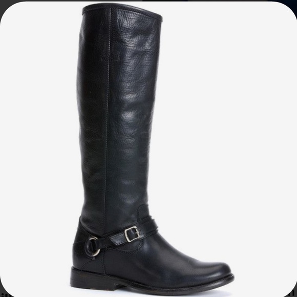 Frye Shoes - FRYE Phillip Ring Tall Stonewash Black EUC 8 BOOTS